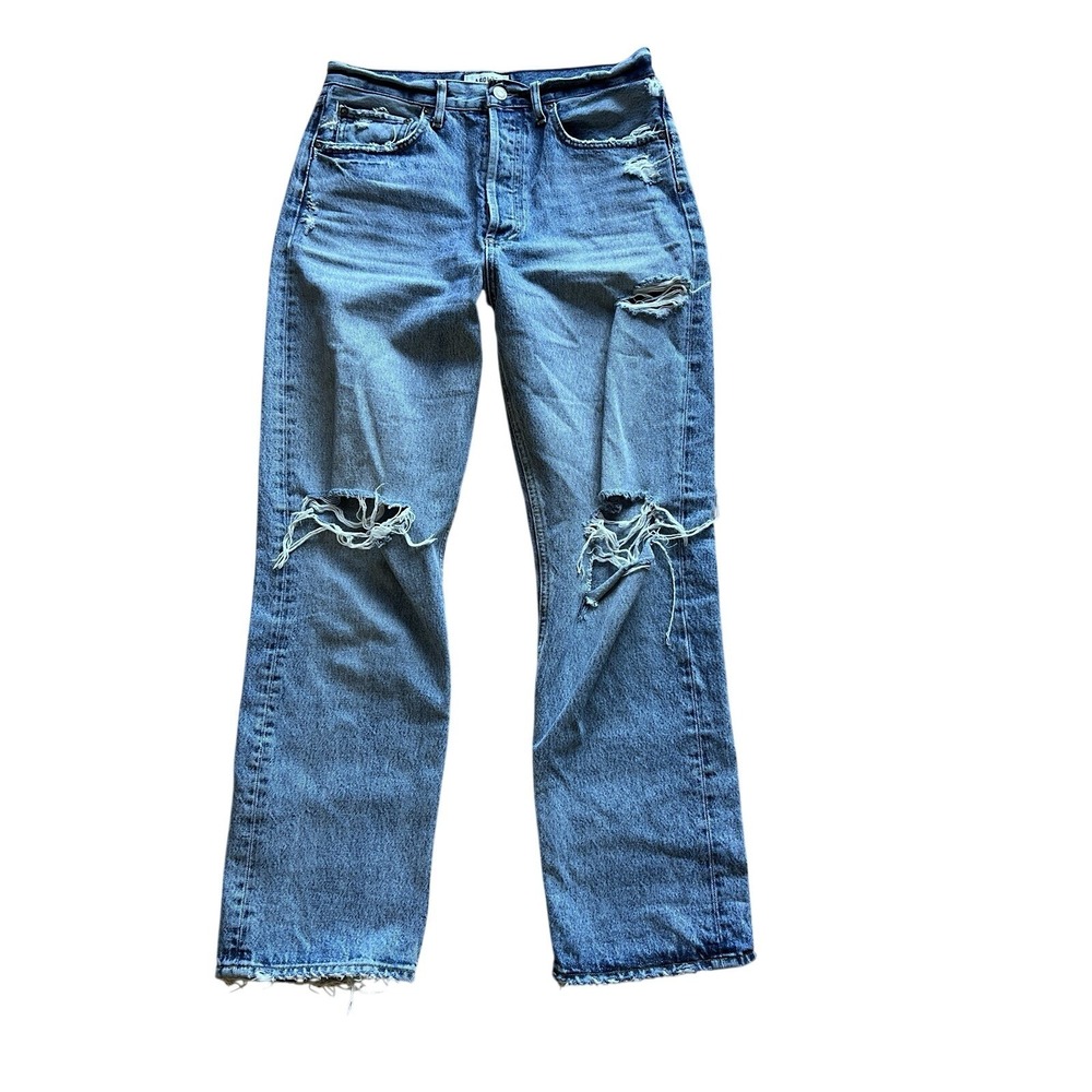 Agolde Jeans Womens SZ 24 90s Mid Rise Straight Distressed Light Wash A069L-1206
